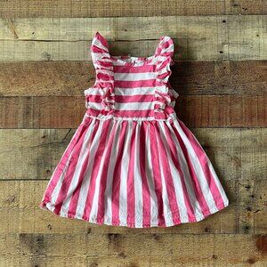 All Things Uber Nice Girls Pink and White Striped Ruffle Sleeve Summer Dress